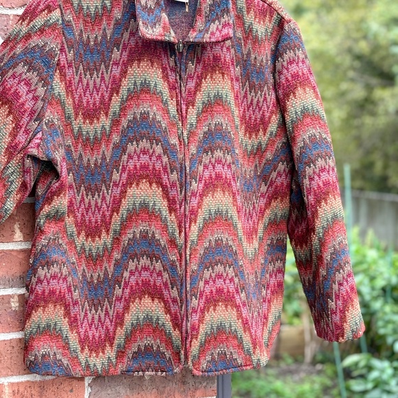 BonWorth Multicolor Knit Zip-Up Jacket – Size LP (Large Petite) - Picture 2 of 5